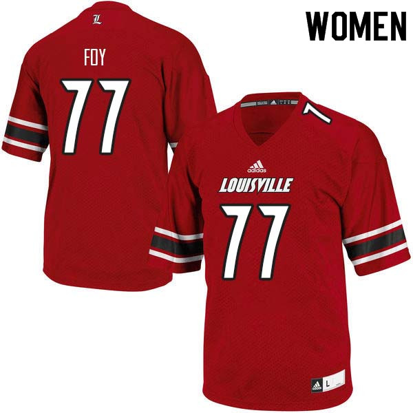 Women Louisville Cardinals #77 Linwood Foy College Football Jerseys Sale-Red